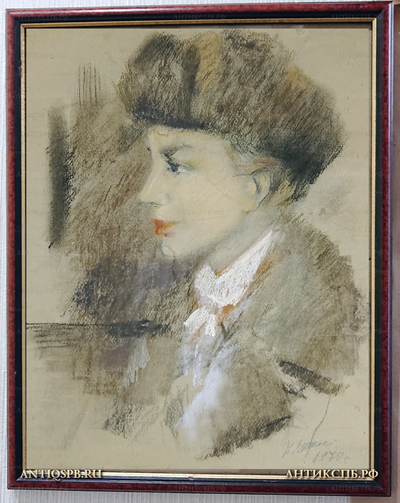 Картина "Портрет мальчика". Автор: Заозерский Борис Константинович (1934-2002). Бумага, пастель. Вт. пол. ХХ века. СССР. №21881